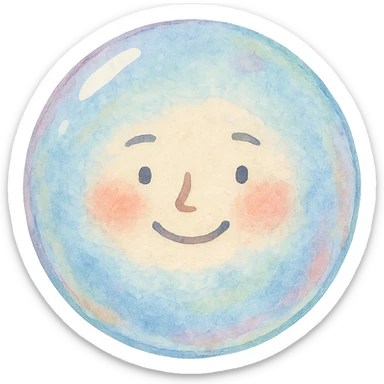 watercolor style bubble with a human face sticker
