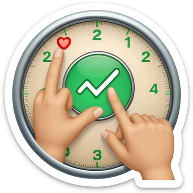 A cartoon hand with finger checking off a green checkbox inside a circular progress tracker that is partially filled, symbolizing completed tasks and progress visualization sticker
