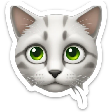 Chat gris et blanc yeux vert sticker