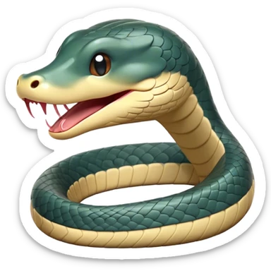 Cinematic Cute Yawning Chinese Water Snake Portrait Emoji, Head tilted slightly with a dramatic, wide-open yawn, showcasing a soft, glossy scaled body with gently drooping edges and half-closed, drowsy eyes, Simplified yet irresistibly adorable features, highly detailed, glowing with a soft, cozy aquatic glow, high shine, relaxed yet expressive, stylized with a dash of waterborn charm, soft glowing outline, capturing the essence of a sleepy yet affectionate water snake that seems ready to stretch out and rest in its watery domain! sticker