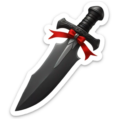 Black dagger with red bow sticker