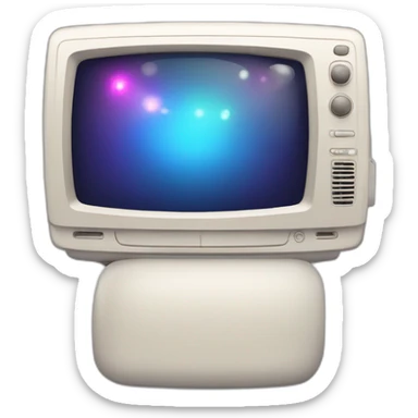 Generate a glowing icon description for a television with a wired linear design sticker