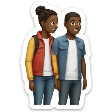 Two teens watching each other  sticker