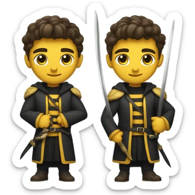 Hufflepuff with muscles and sword sticker