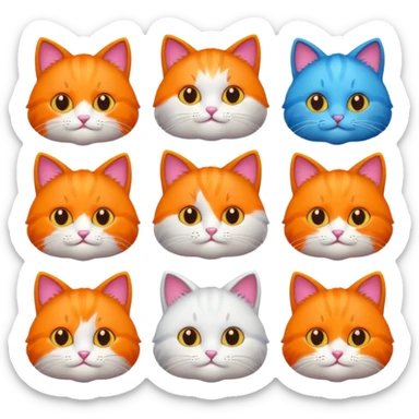 6 different colour cats only 1 orange sticker
