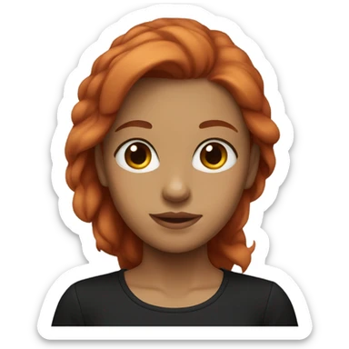 Girl red hair brown eyes, big breasts and black shirt sticker