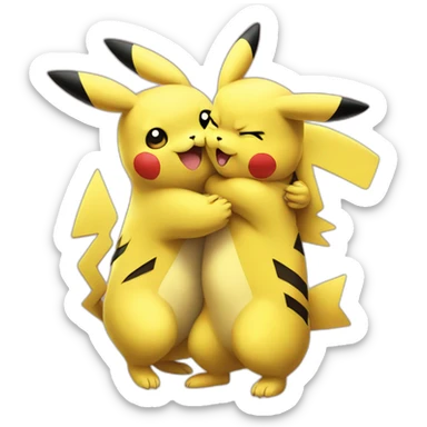 Pikachu hug Pikachu sticker