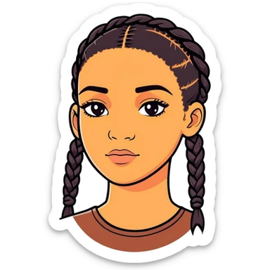 A girl that’s black with a unibrow with braids sticker