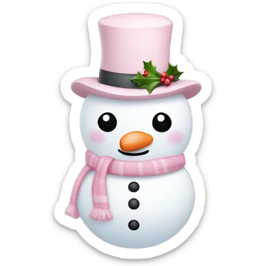 Cute white and light pink snowman sticker
