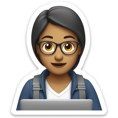 una mujer escribiendo en un portatil sticker