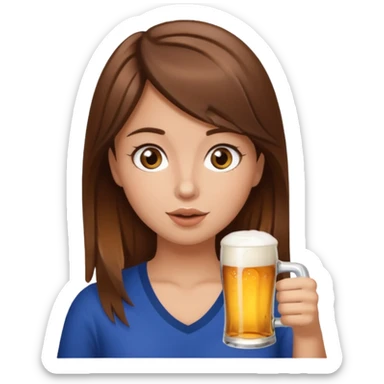 brown hair brown eyes girl chugging a corona beer sticker