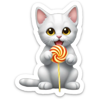 kitten eating a lolipop sticker