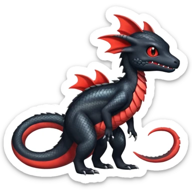 Shiny Evil Salandit-Umbreon-Charmeleon-Fakémon-hybrid-creature (full body)  sticker