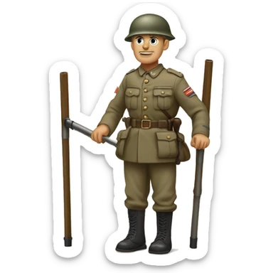 disabled ww1 soldie with amputation on crutches sticker