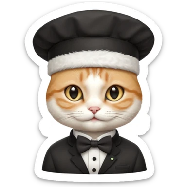 chef cat, bow tie and hat sticker