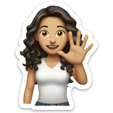 Brunette baddie Latina Girl waving hi  sticker