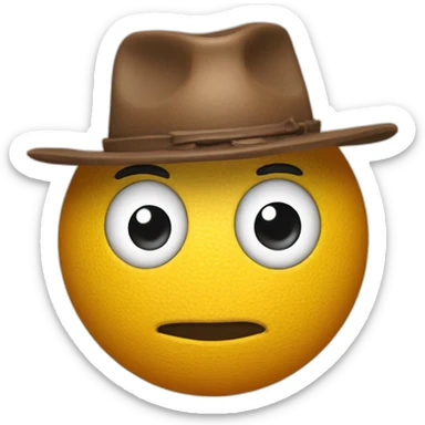 3d sphere with a cartoon cowboy skin texture with big thoughtful eyes sticker