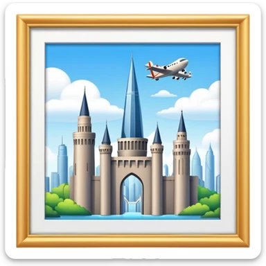 Two towers and a plane sticker
