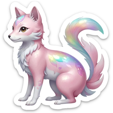 Multicolored sparkly shiny ethereal pastel iridescent light pale cute adorable pretty feminine elegant realistic floral exotic marble-Sakura-Falvie-Fionbri-Vernid-fursona, full body sticker