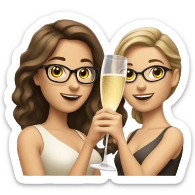 two caucasian brunette girls champagne sticker
