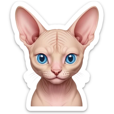 Grumpy Canadian sphynx with blue eyes smiles sticker