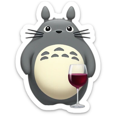 Totoro with a glass of wine sticker