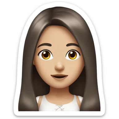 white brunette girl with bunny ears, dark colored eyes, long straight hair sticker