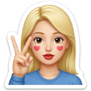 Kissy face with a peace sign hang sticker