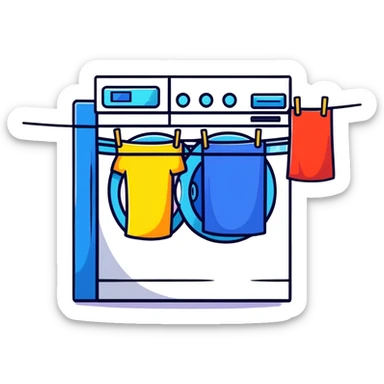 colorful laundry hanging on a line blowing in a summer breeze sticker