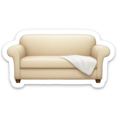 beige couch with white blanket sticker
