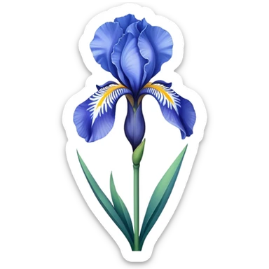 single Sky Blue Iris, straight stem sticker