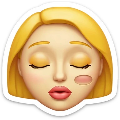 Yellow emoji pursed lips with closed eyes and one eyebrow raised sticker