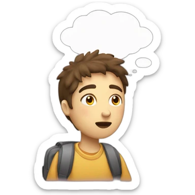 Student thinking with a thought bubble sticker