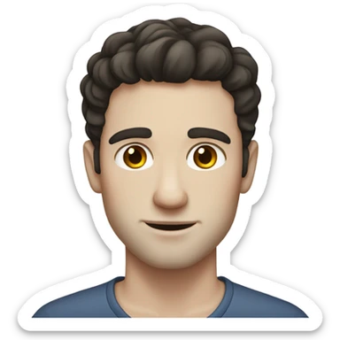 Man with dark hair, pale skin, and freckles sticker