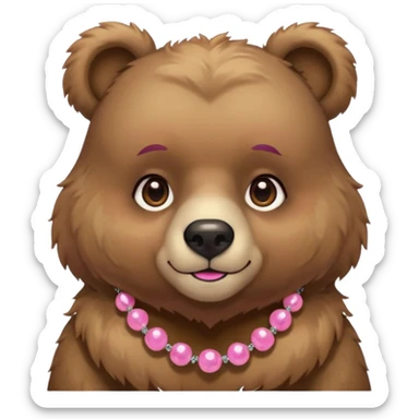 bear with pink necklace and earings sticker