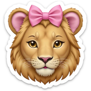 A lion’s wife wearing a pink bow on her head sticker