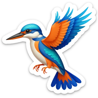 Create an abstract outline of flying kingfisher. Do make it too detailed but make it recognizable. Keep the number of colors limited to only 5 distinct colors.  sticker