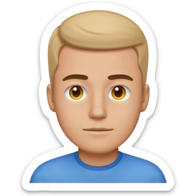 make him a normal man emoji and try to make it look just like him with no mistakes with a blue shirt sticker