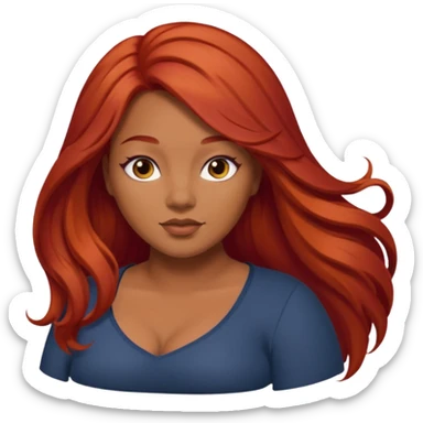 Plus size red hair brown face small eyes long hair sticker