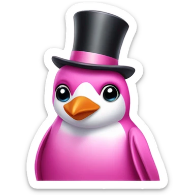 Top hat Pink penguin  sticker