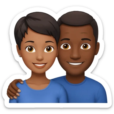 mixte couple black girl  with very short hair , dark haired white man around 40 years old sticker