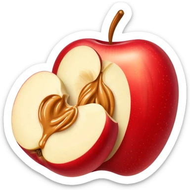 sliced apple with peanutbutter sticker