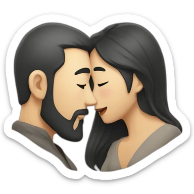 bearded-man-kiss-asian-woman sticker