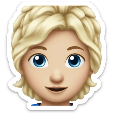 Baby girl with blond hair and blue eyes is playing ice hockey sticker