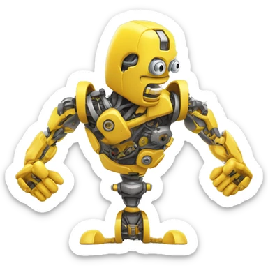 Flexing yellow mechanical cyborg bicep with shocks attached to arm sticker