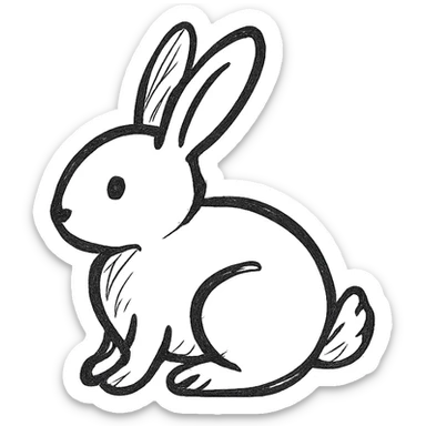 rabbit, minimalist black outline icon, no fill, simple lines sticker