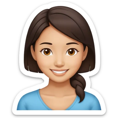 Asian brunette girl waking up happy  sticker