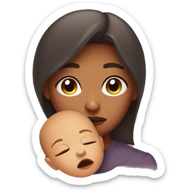 sad mother with newborn sticker