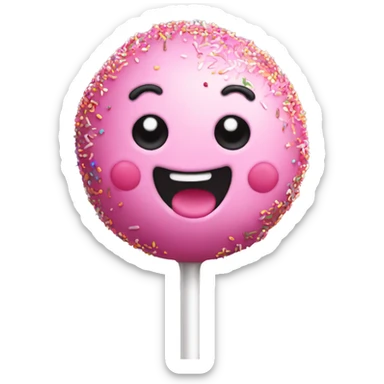 Pink cake pop with sprinkles happy face sticker