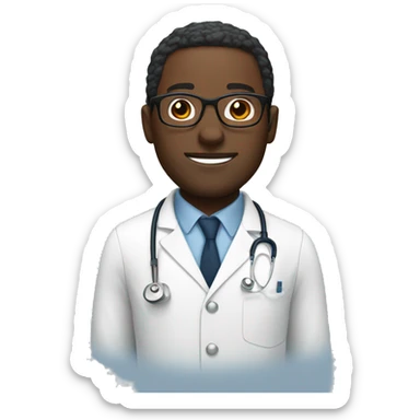 Black man with glasses in doctors outfit  sticker